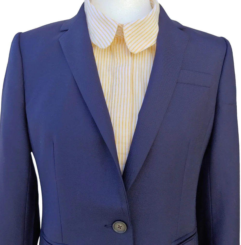 J. Crew Fine Wool Super 120s Button Blazer Coat in Navy Blue Women's size 8 - Picture 6 of 16